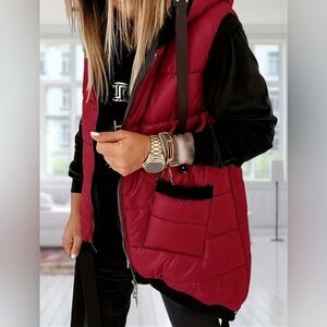 Red Quilted Vest with Black Accents